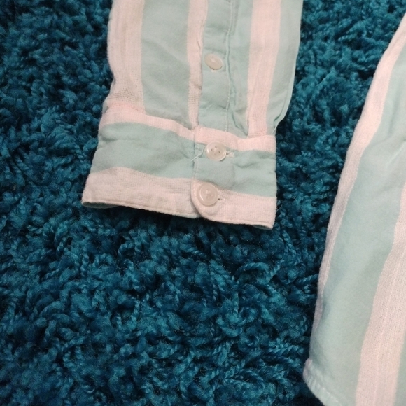 Green and White Longed Sleeve Button Down - Picture 4 of 8